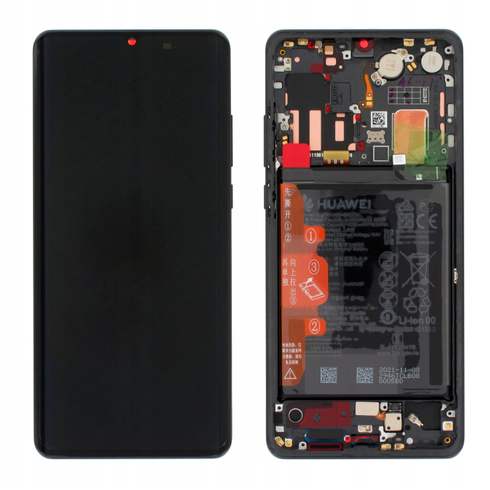 Oryginalny, kompletny wyświetlacz, ekran dotykowy, bateria - Huawei P30 Pro - czarny